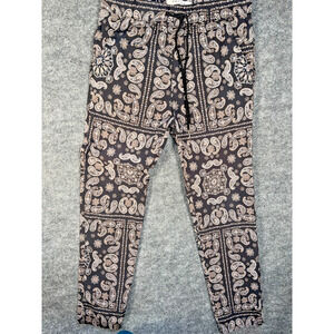 PacSun Paisley Print Black White Pull On Pants Joggers Slim Fit Stretch Small